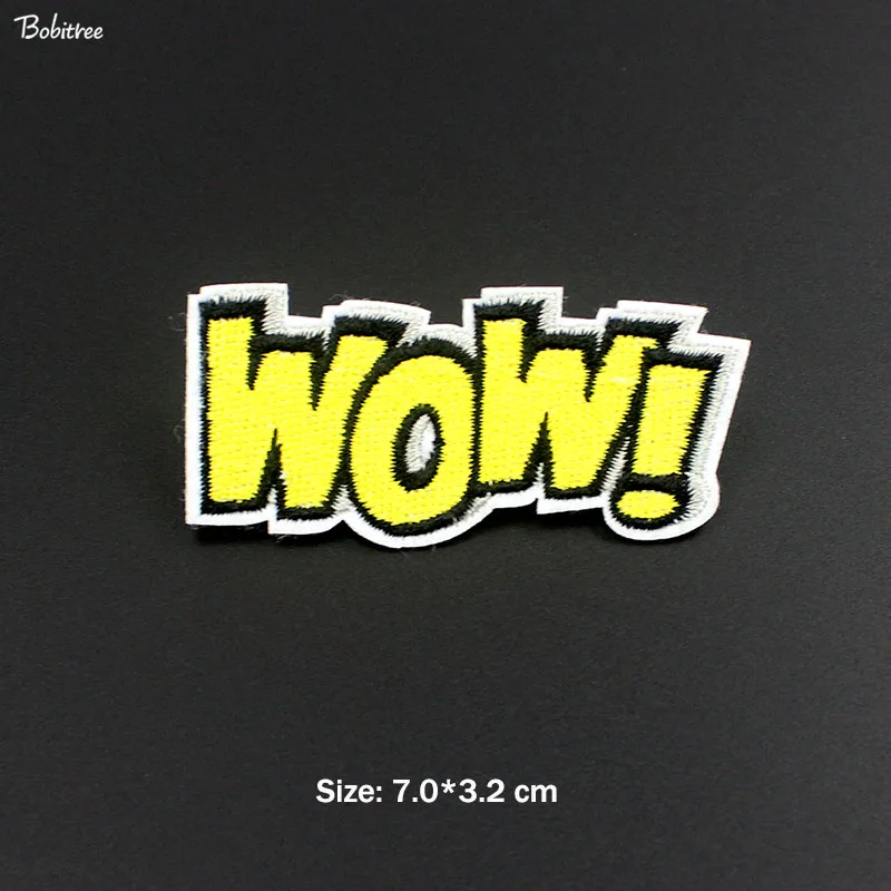1pcs as photo Популярные WOW OOPS POW HEY Oh Yeah Переводные железные нашивки для одежды вышитые значки для шитья Аппликация DIY наклейки - Цвет: 1pcs as photo