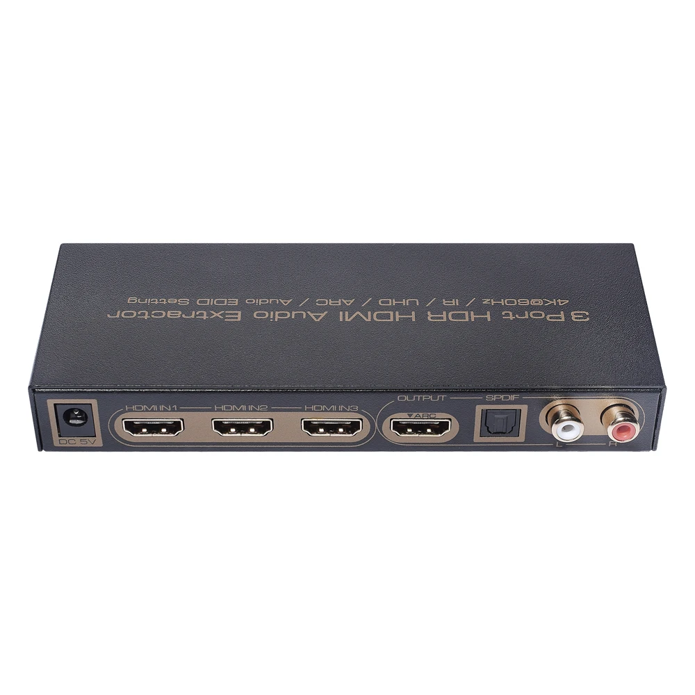 

HDMI-compatible 2.0 Audio Extractor HD Switch 3x1 4K 60Hz UHD ARC Audio EDID Converter with SPDIF L/R output for TV DVD