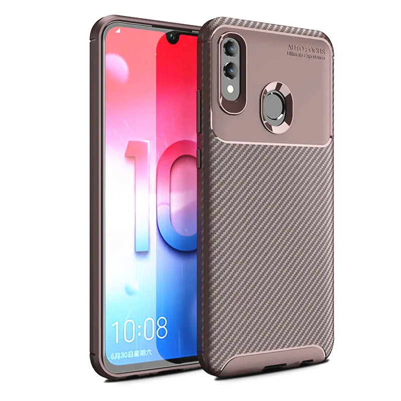 Чехол для телефона Huawei P Smart 2019 из углеродного волокна с мягким силиконом TPU, защищающий от ударов, с матовым покрытием.