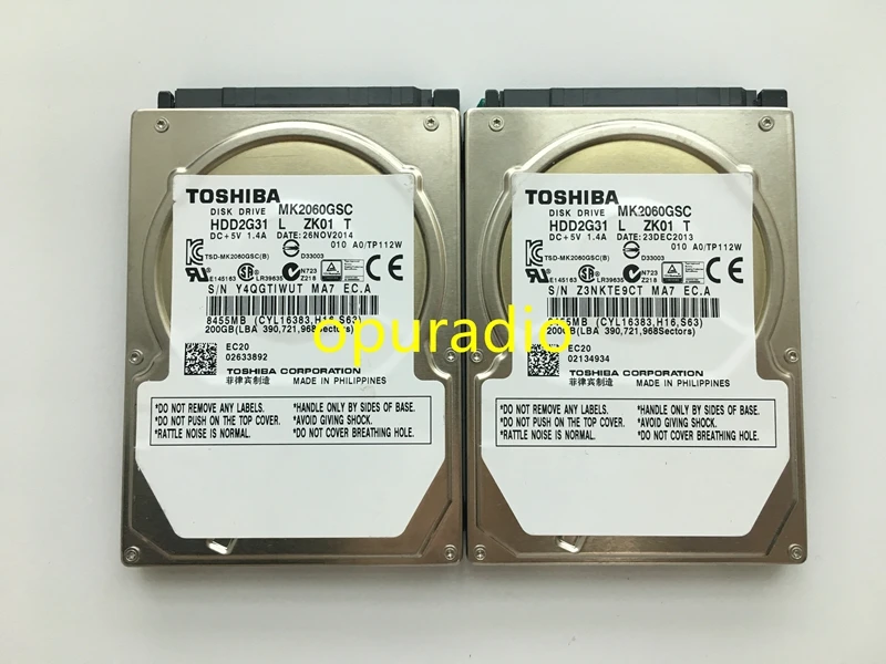 Совершенно новый диск MK2060GSC HDD2G31 Y ZL01 DC + 5V 1.4A 200GB для BMW автомобиля радио HDD