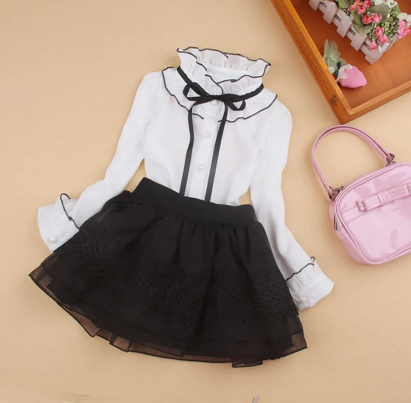 Child Shirts For Girls Blouse 2017 Spring Kids Children Cothing Cute Bow School Blouses Clothes White Blusas 2-16Y | Детская одежда и