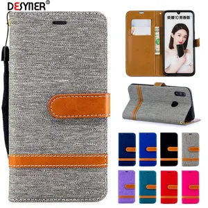 for huawei p smart 2019 plus case denim mixed colors leather flip wallet back case for huawei honor 10 lite 10i capa phone cover free global shipping