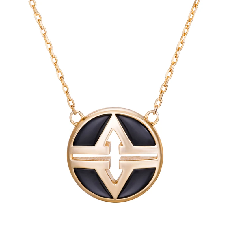 Женское Ожерелье в форме буквы V черный агат Круглый Круг белый корпус CZ