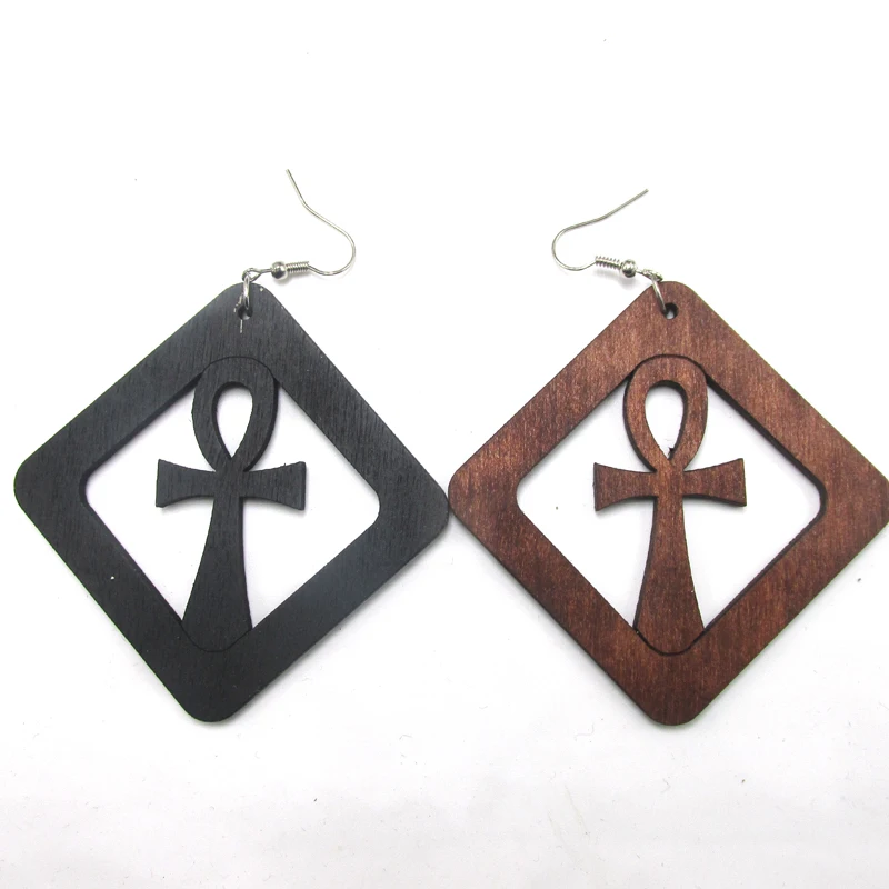 Бесплатная доставка! 6 пар/лот новейшие деревянные серьги ankh 2 цвета|earrings|wood