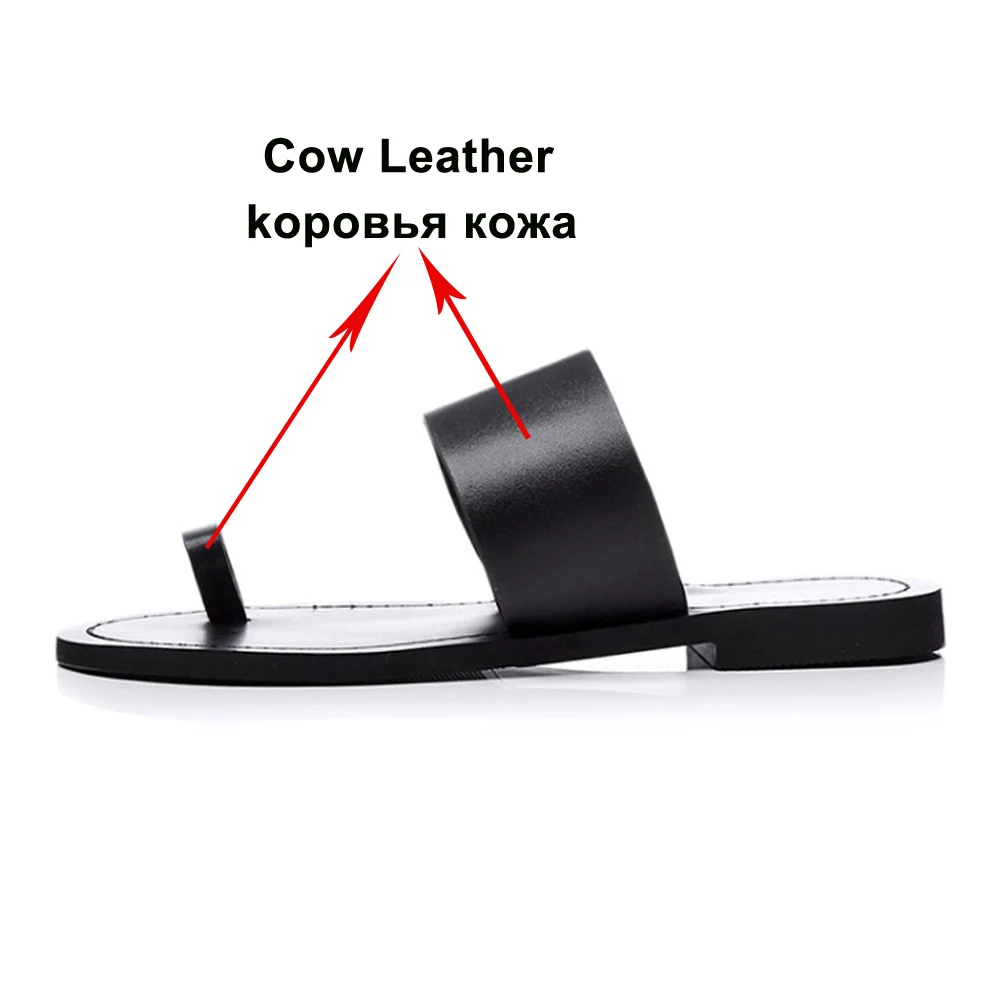 Женские босоножки на плоской подошве FOREADA летние туфли из натуральной коровьей