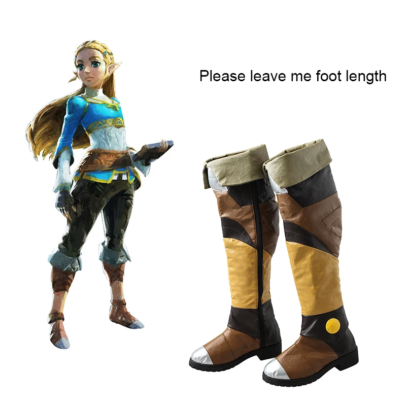 Легенда о Zelda Сапоги и ботинки для девочек Дыхание Дикого Косплэй обувь для взрослых Для женщин на Хэллоуин Карнавальный Косплэй Костюмы и аксессуары реквизит