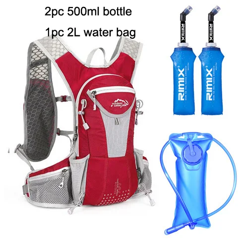 1 bag 2 bottle 2 L Рюкзак для бега, 15л, для мужчин и женщин, марафон, гидратационный жилет, сумка для велоспорта, походов, сумка для спорта на открытом воздухе+ 2 л, сумка для воды+ 0,5 л, бутылка для воды - Цвет: 1 bag 2 bottle 2 L
