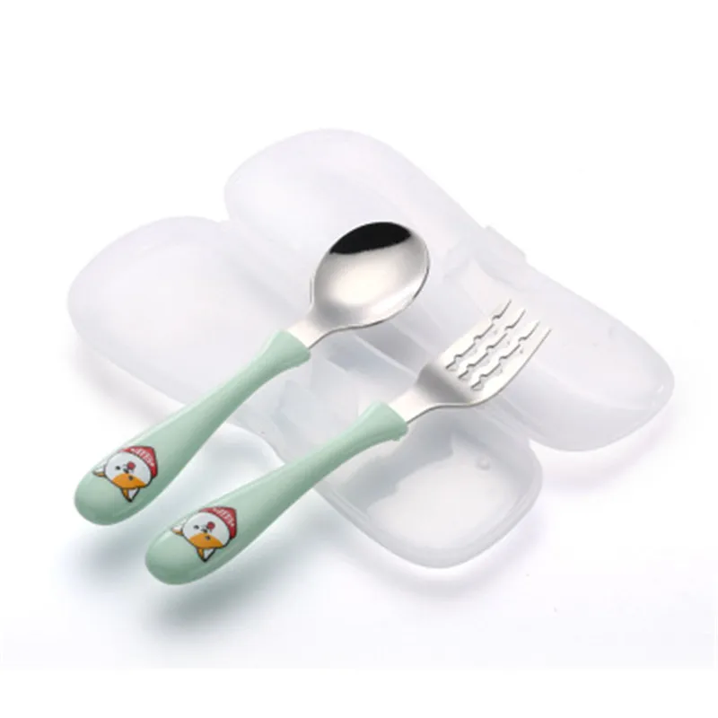 2 шт./компл. милый набор ложка и вилка для малышей детская посуда кормления из