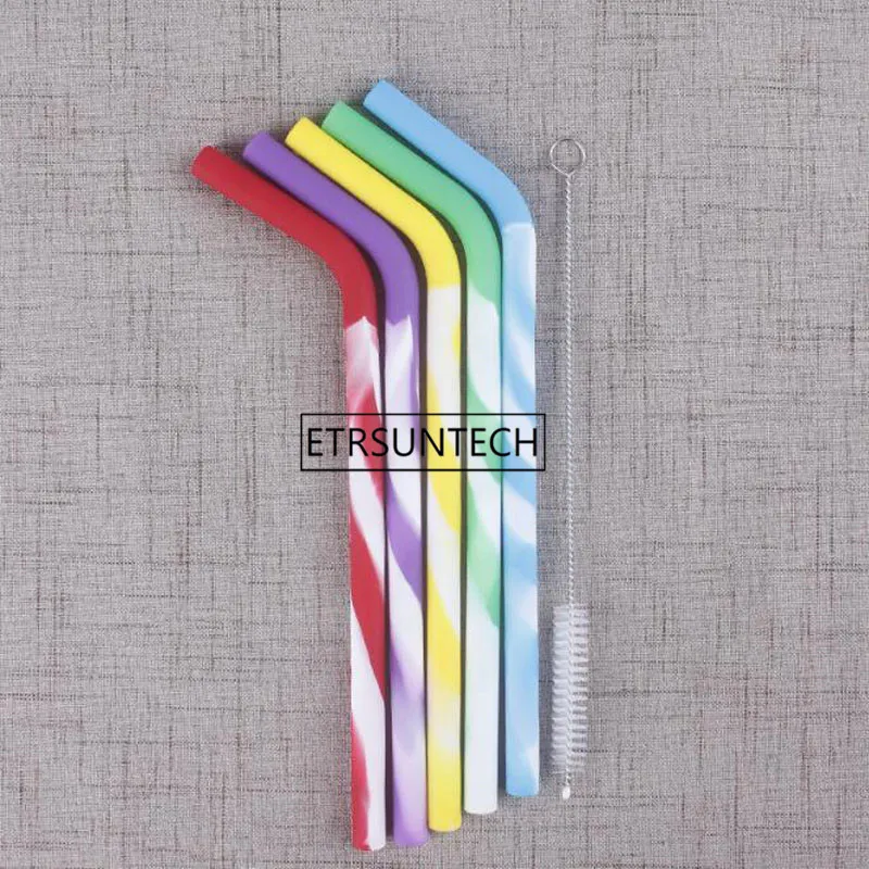 Online 500 Adet Silikon Içme Saman Çocuklar Için Geri Dönüşümlü Bükülmüş Payet Spiral Iplik Kokteyl İçecekler Araçlar