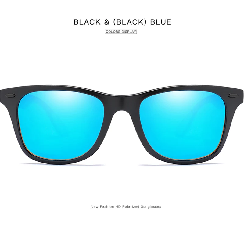 Black-black-blue Фирменный дизайн, модные поляризационные солнцезащитные очки для мужчин, Ретро стиль, квадратная оправа, солнцезащитные очки, мужские очки для вождения, Gafas de sol masculino, UV400 - Цвет линз: Black-black-blue