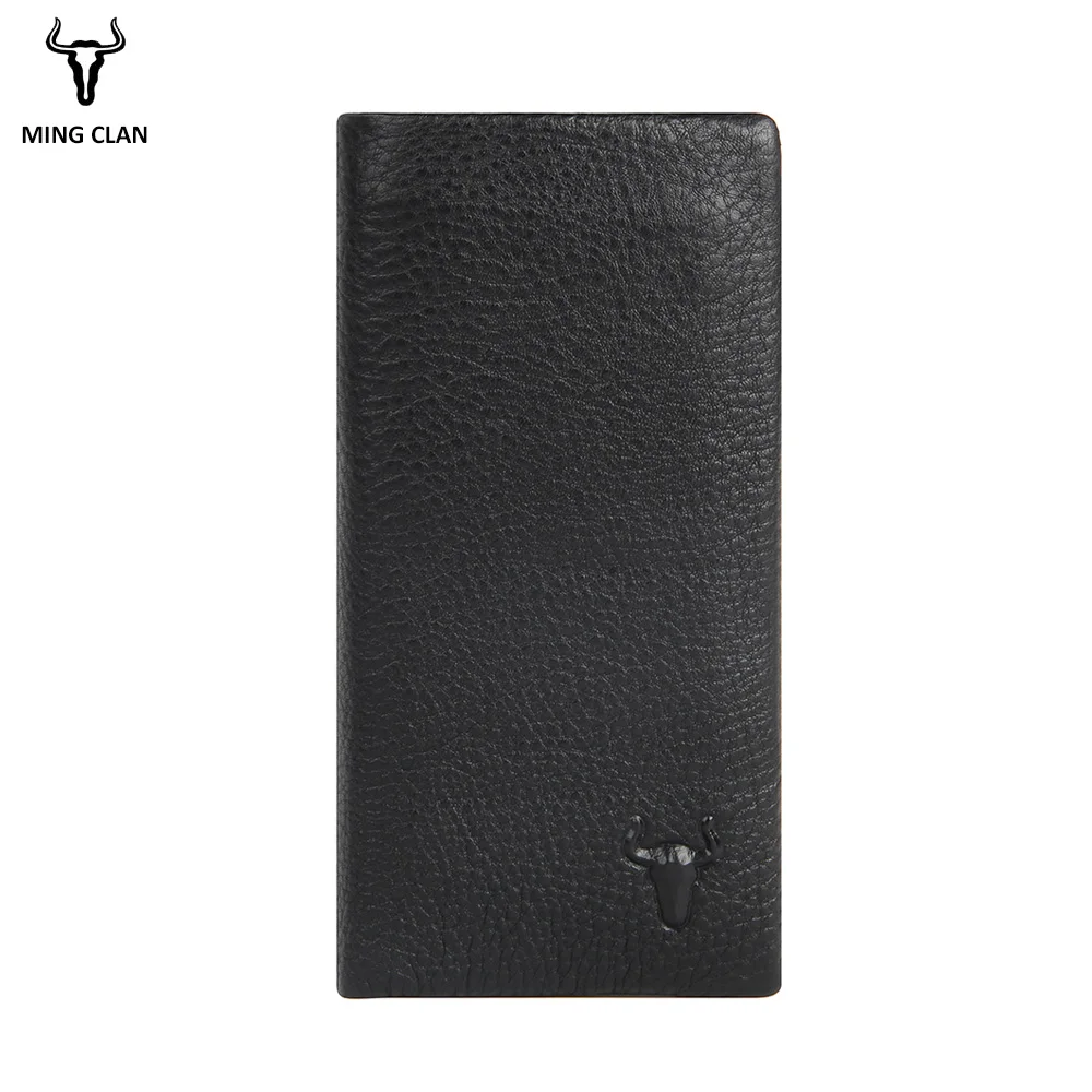 Mingclan Men Women Wallet Genuine Leather Long Clutch Wallets Coin Cowhide Bifold Purse Slim Male Wallets Carteira Card Holder