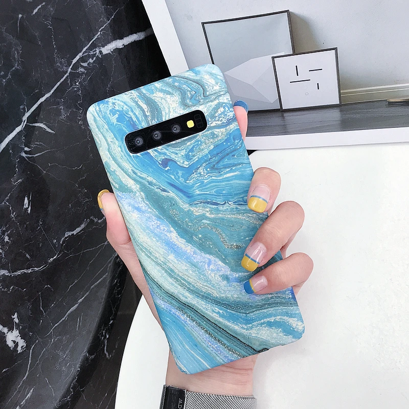 YHBBCASES для Samsung S10 S8 S9 Plus масляная живопись мрамор Жесткий ПК чехол телефона Note 8 9