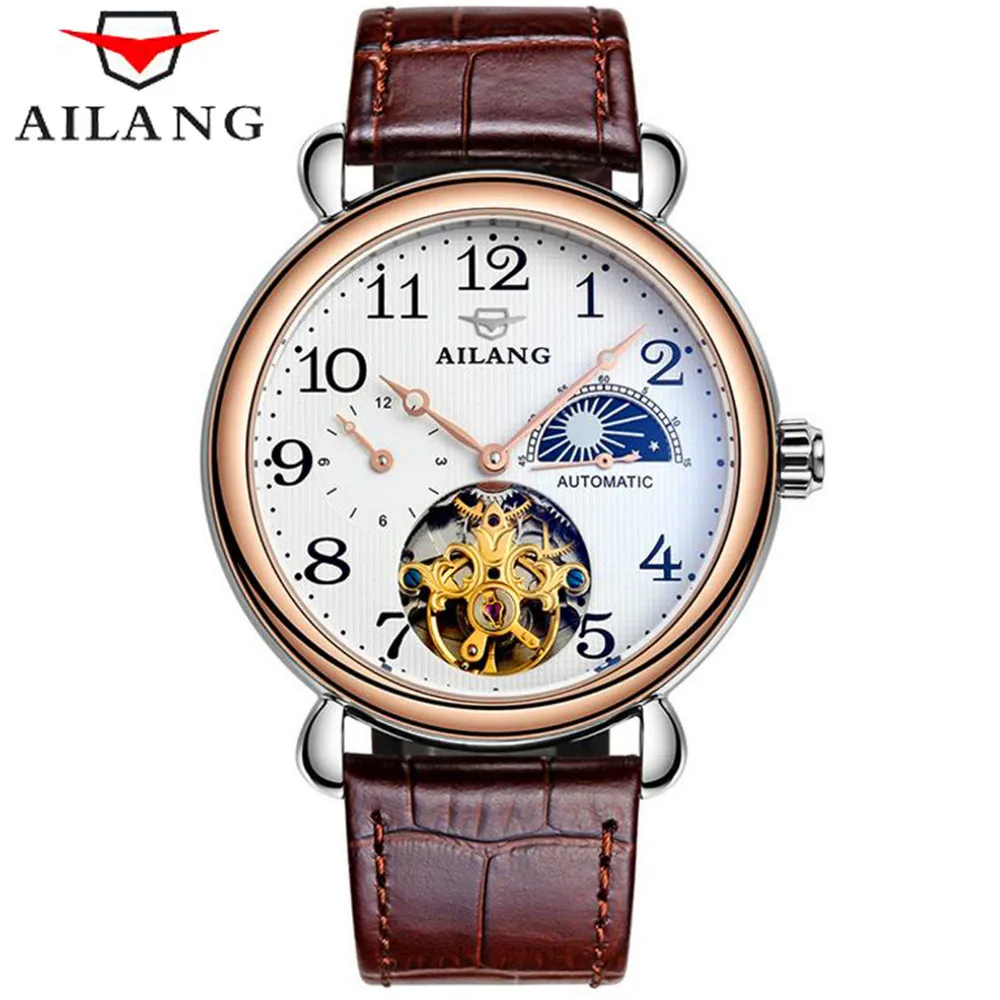 Часы наручные AILANG Мужские автоматические спортивные механические с кожаным