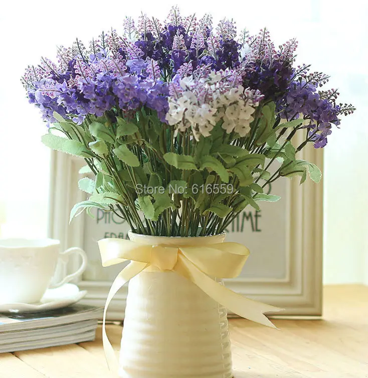 10 шт./лот искусственные Лавандовые шелковые цветы букет декоративные для свадьбы
