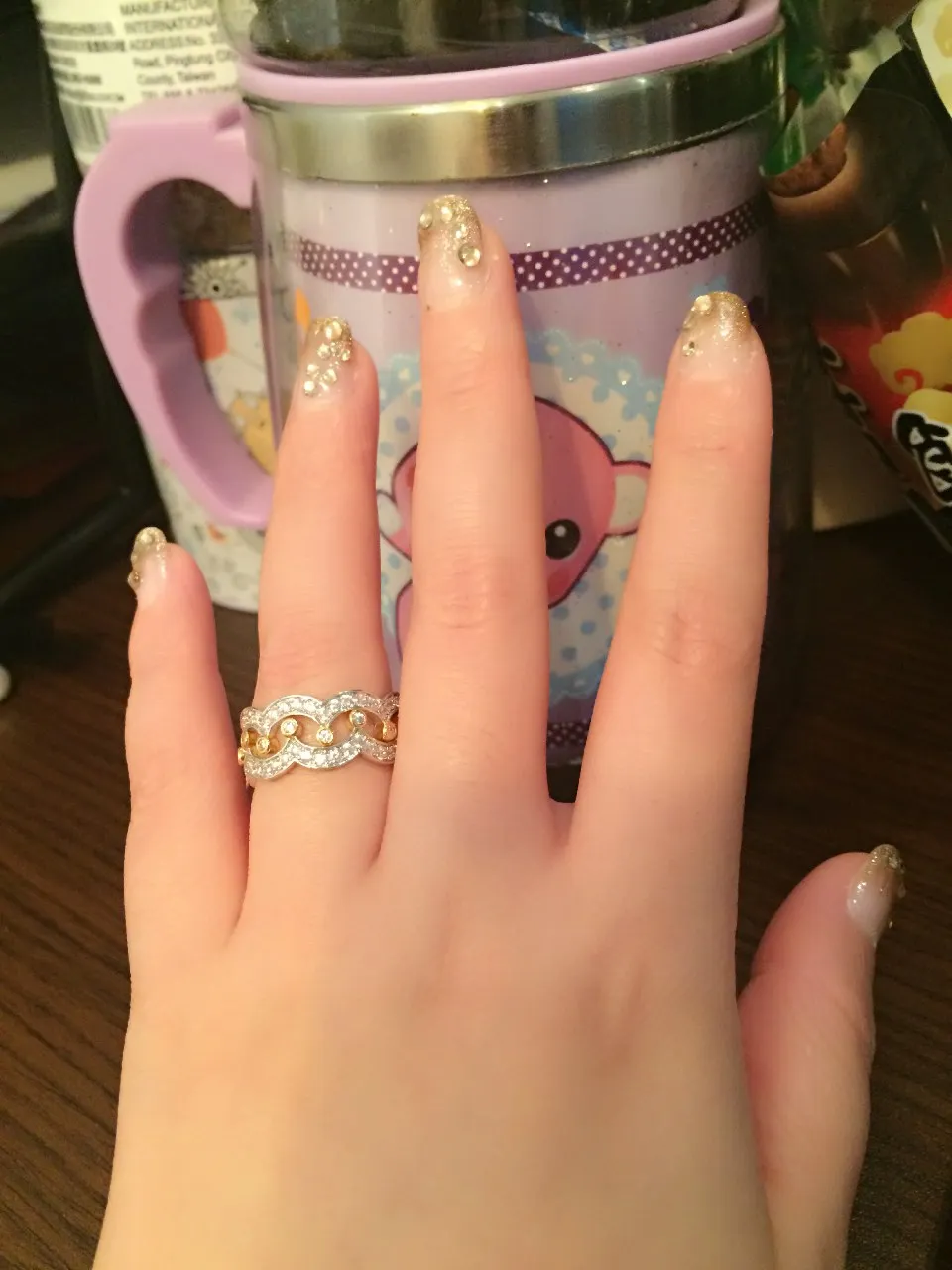 Позолоченное кольцо с имитацией кристаллов в форме короны и Королевского пальца