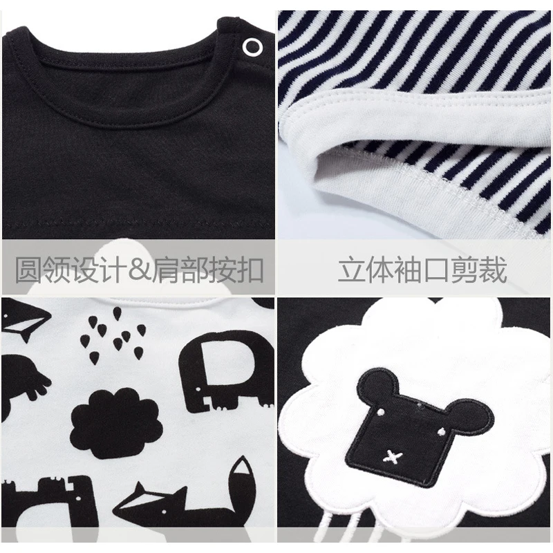 3 pieces / lot New Baby beautiful black sheep print Sports suit for kids natural cotton clothing with Long sleeves boys |