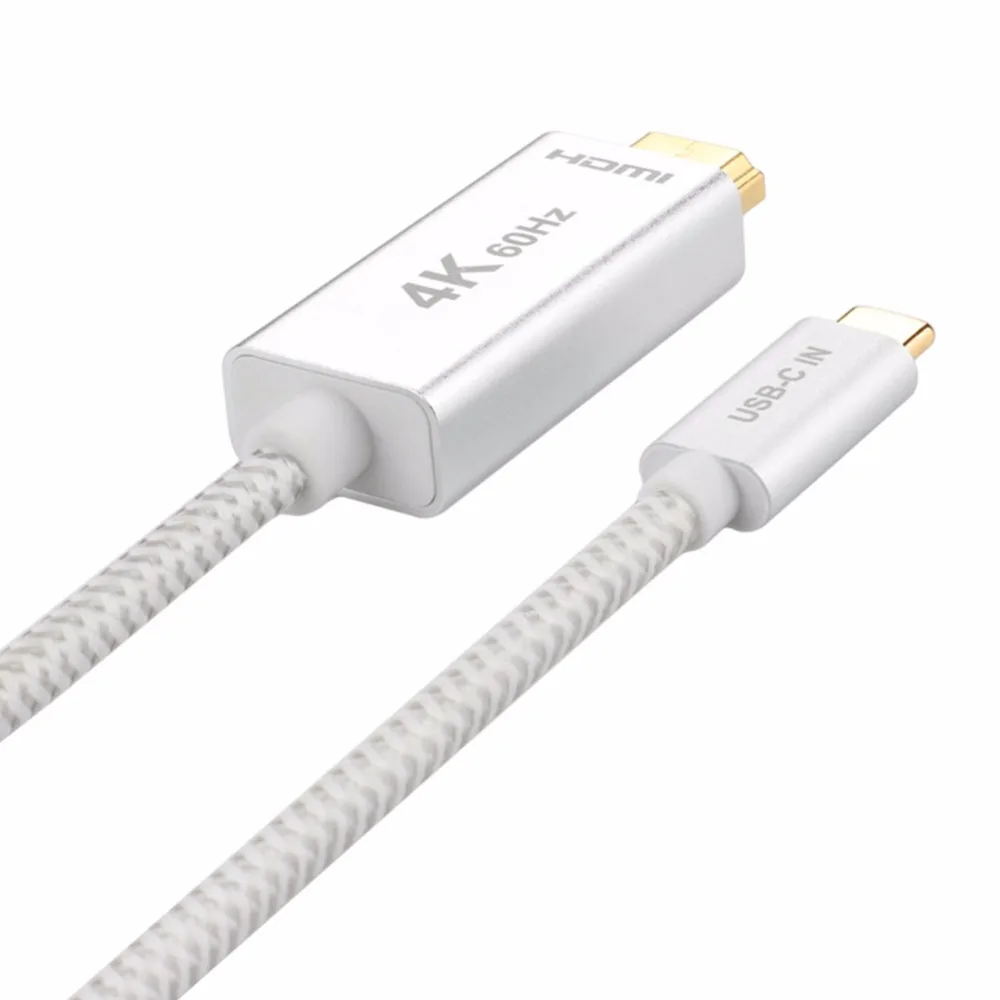 4K @ 60Hz USB C к HDMI кабелю 1m/2m/3m плетеный позолоченный алюминиевый Type (совместимый с
