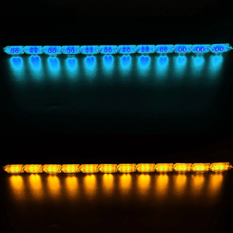 blue to yellow 2 шт. гибкий светодиодный светильник DRL Дневной ходовой светильник водонепроницаемый последовательный поток головной светильник бегуны угловой указатель поворота DRL - Цвет: blue to yellow
