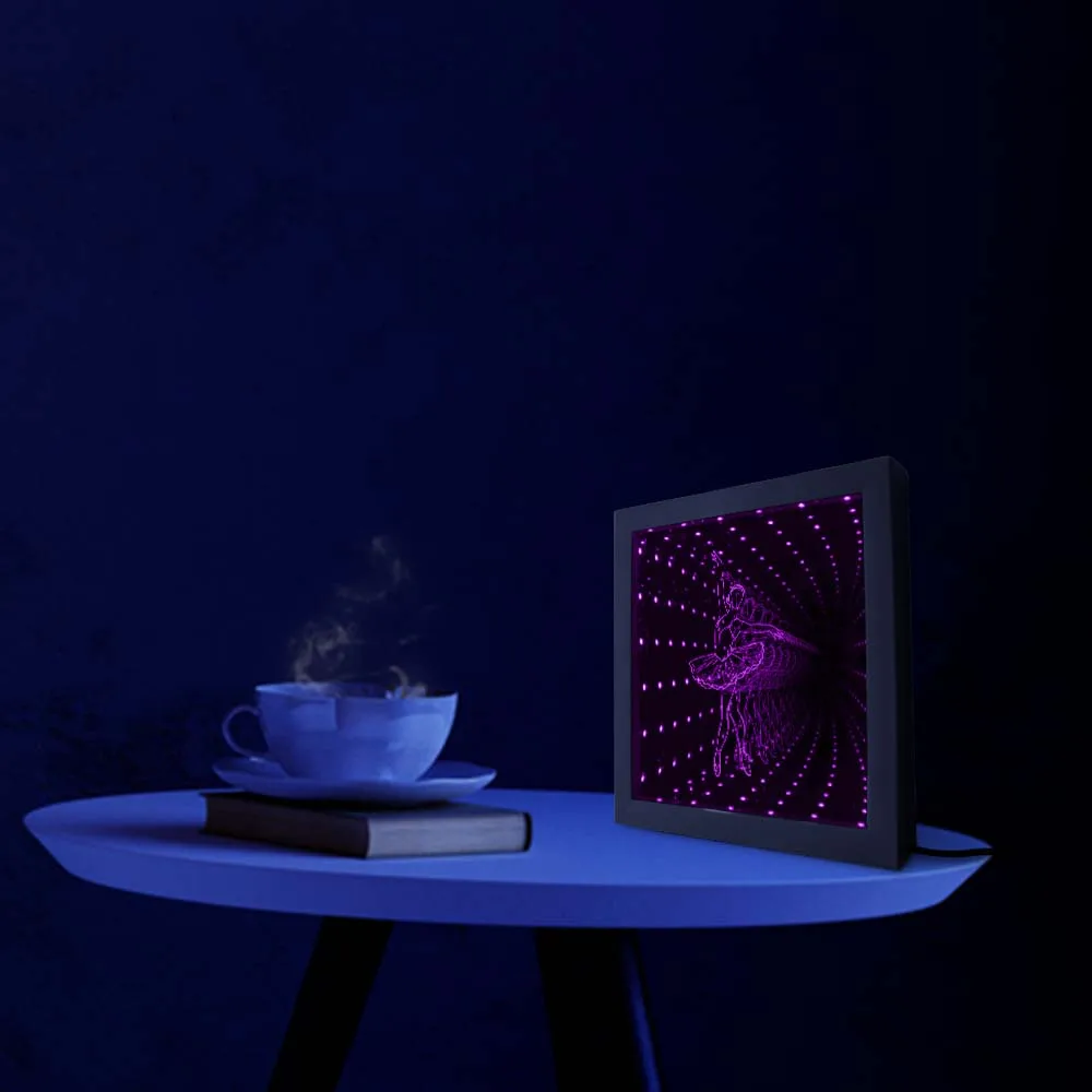 Балерина светодиодный зеркало Бесконечность танцующая девушка освещенная