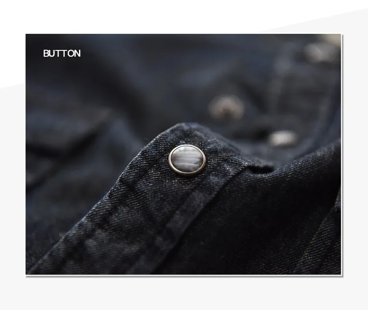 Хлопковая джинсовая рубашка Мужская брендовая одежда с воротником мандарин