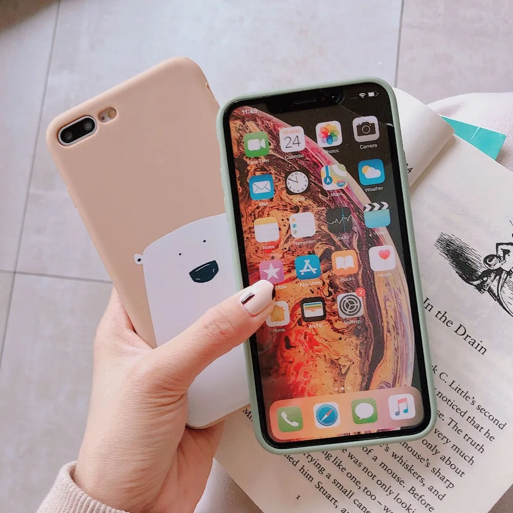 Силиконовый чехол для iPhone 6 6s 6plus Plus 7 7plus 8 8Plus X XR XSMAX sosft TPU милый мультфильм белый
