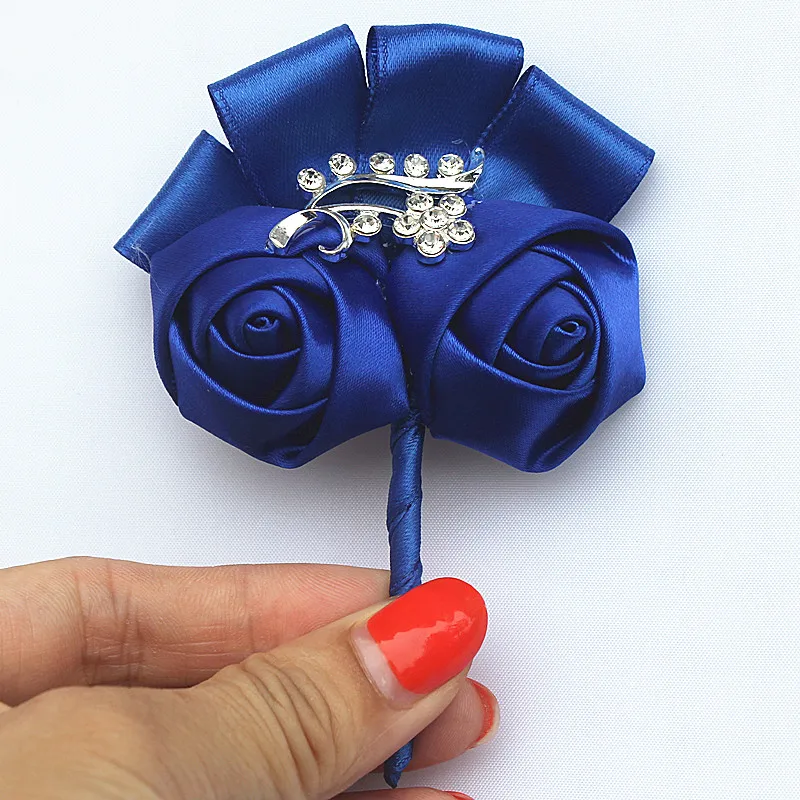 Оптовая продажа 5 шт./партия Королевский синий мужской жених бутоньерка атласная