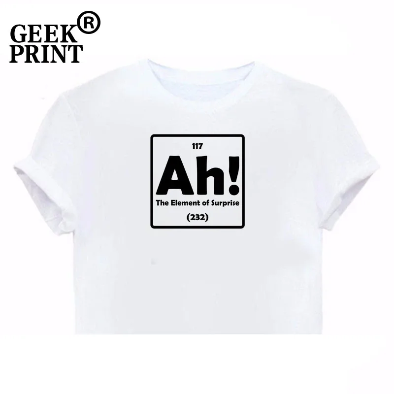 Женские топы забавная женская футболка с надписью Ah The Element Of Surprise Science Nerd юмором