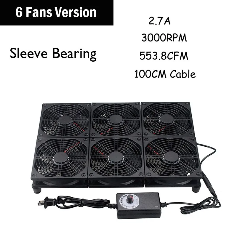 6 Fans Sleeve Gdstime 120 мм GT/DIY ТВ коробка маршрутизатор вентилятор 110 в 120 в 220 в 240 В Регулируемая скорость охлаждающий вентилятор 240 мм 240 мм x 240 мм - Цвет лезвия: 6 Fans Sleeve