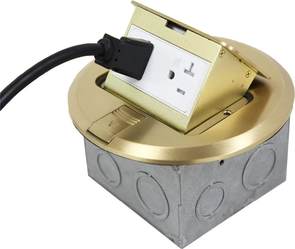 Всплывающая напольная коробка из нержавеющей стали с 20A 125VTamper Weather дуплексная