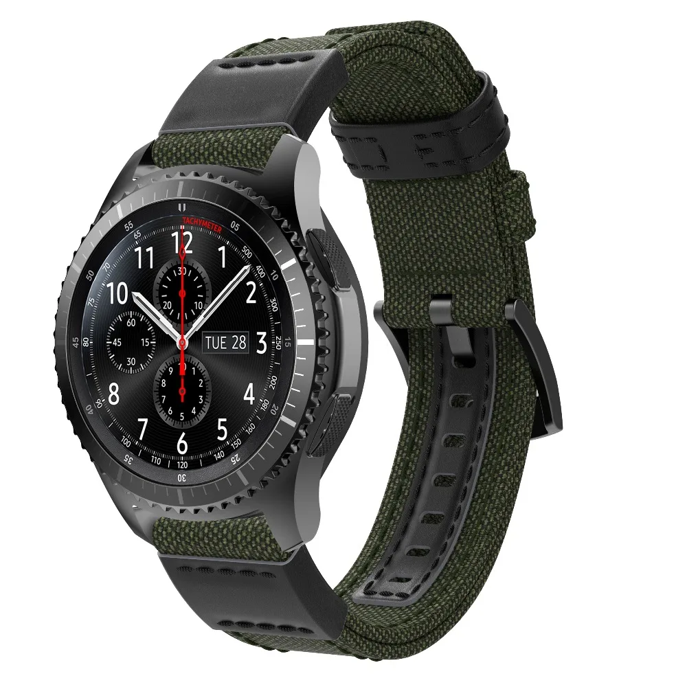 Спортивный тканый нейлоновый кожаный ремешок для часов Samsung galaxy Watch 46 мм быстрая