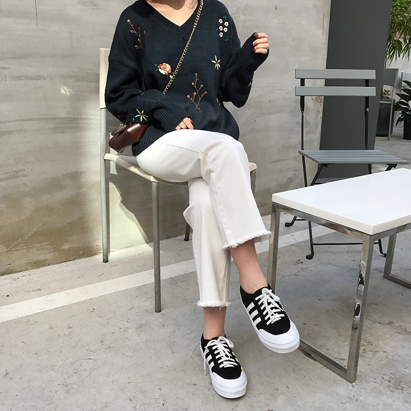 2018 женская осенняя и зимняя новая Корейская версия милые цветочные пуловеры с