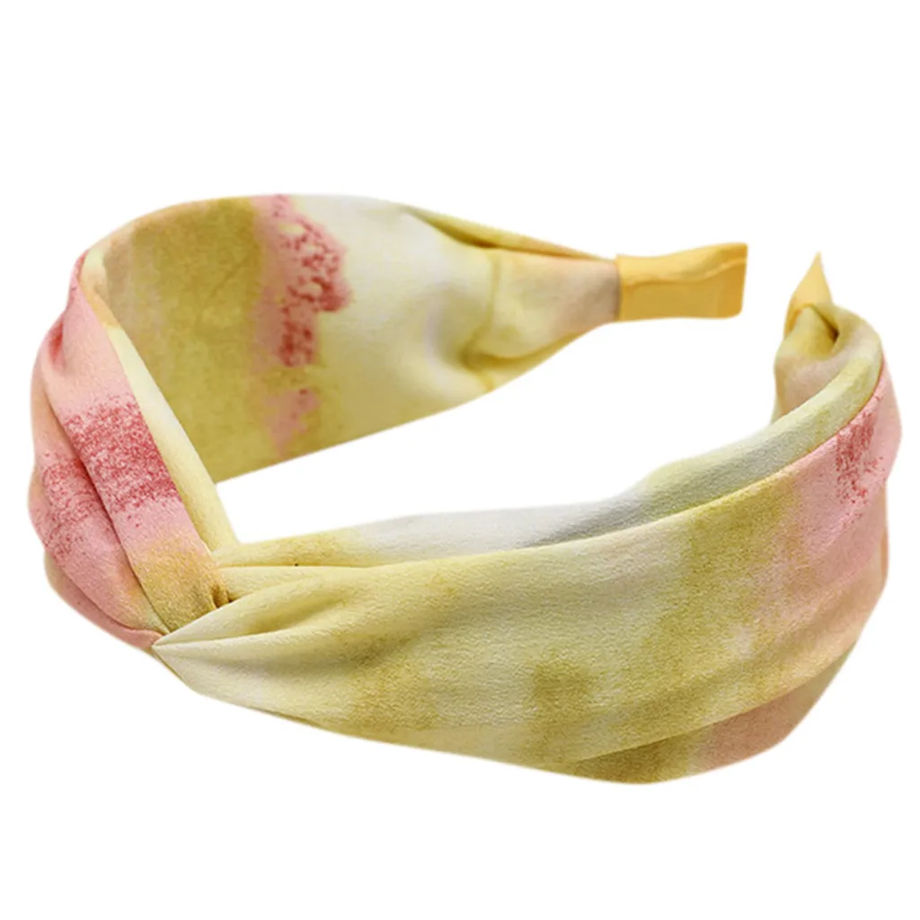 

Women's Ink And Wash Headband Fabric Hairband Head Wrap Hair Band Accessories Girls No Slip Stay on Knotted Head HairBand 7.8