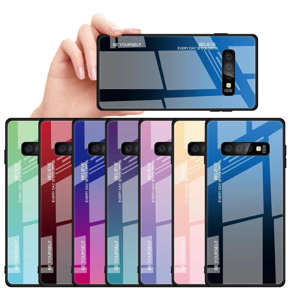 Чехол для Samsung Galaxy S10 Plus S10e S8 S9 A50 A30 70 A7 J6 A8 Note 8 Note9 M50 M30 M20 из стекла на телефоне.