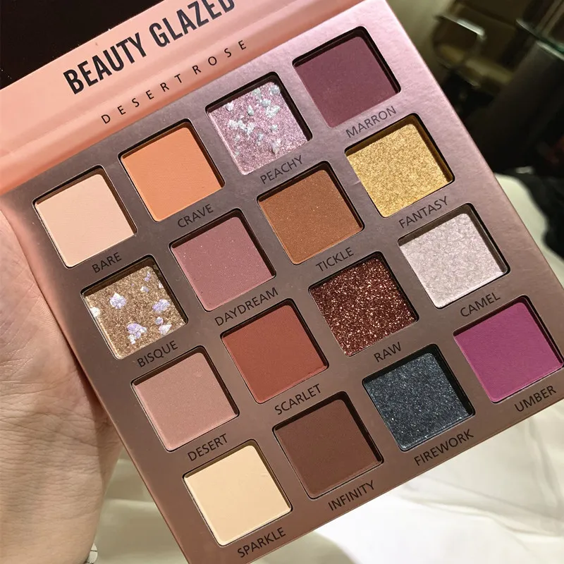 New Hot Sale Beauty Glazed Makeup 16 Colors Glitter Eye shadow Palette Matte Glitter Make Up Eyeshadow Pallete Cosmetics
