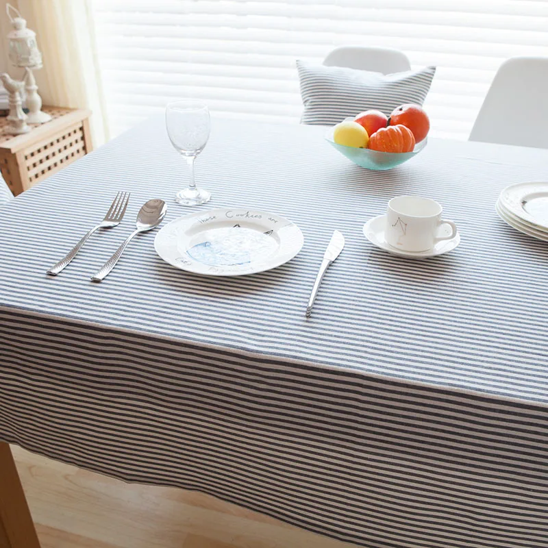 Модная простая льняная скатерть пылезащитная прямоугольная полосатая в
