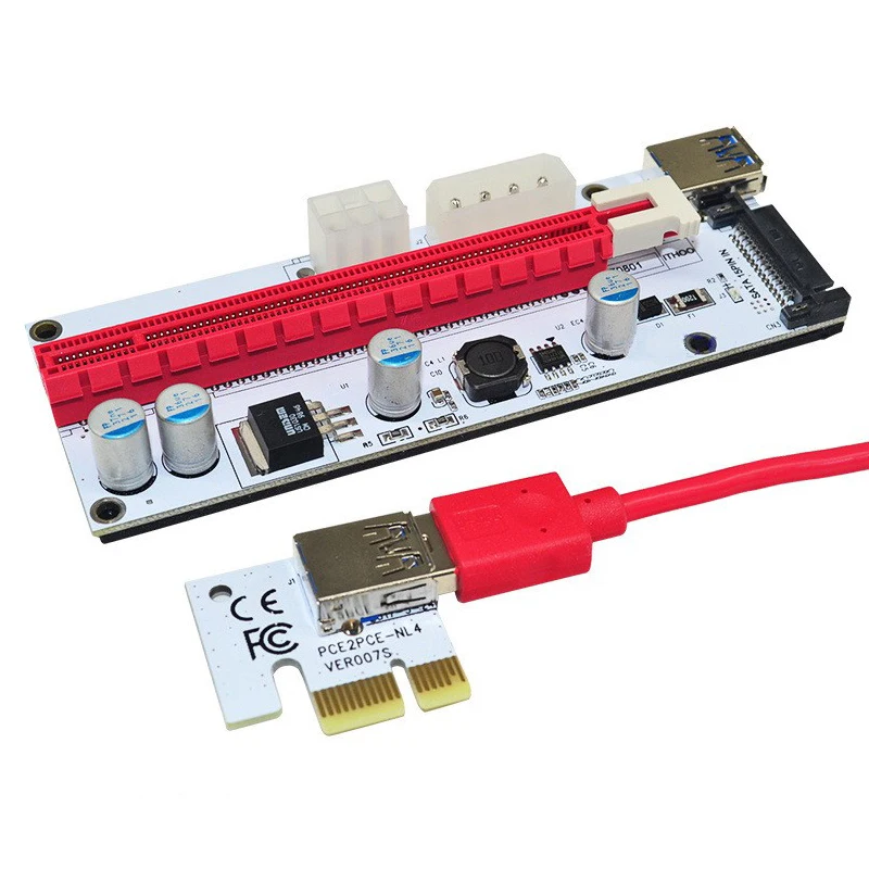 

New 3 in 1 SATA 4Pin 6Pin Power Supply PCI Express 1X to 16X Riser Card USB3.0 Extender Cable 60CM for Bitcoin BTC Miner Mining