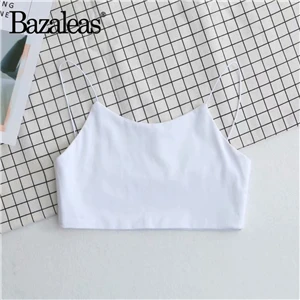 P11 white Bazaleas, сексуальная укороченная майка, базовый хлопковый женский укороченный топ, белый модный тонкий женский топ на бретелях, Повседневный, Прямая поставка - Цвет: P11 white
