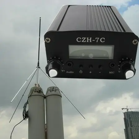 CZH-7C 7 Вт CZE-7C FM стерео PLL передатчик 1/4 волны GP антенна USB источника питания комплект