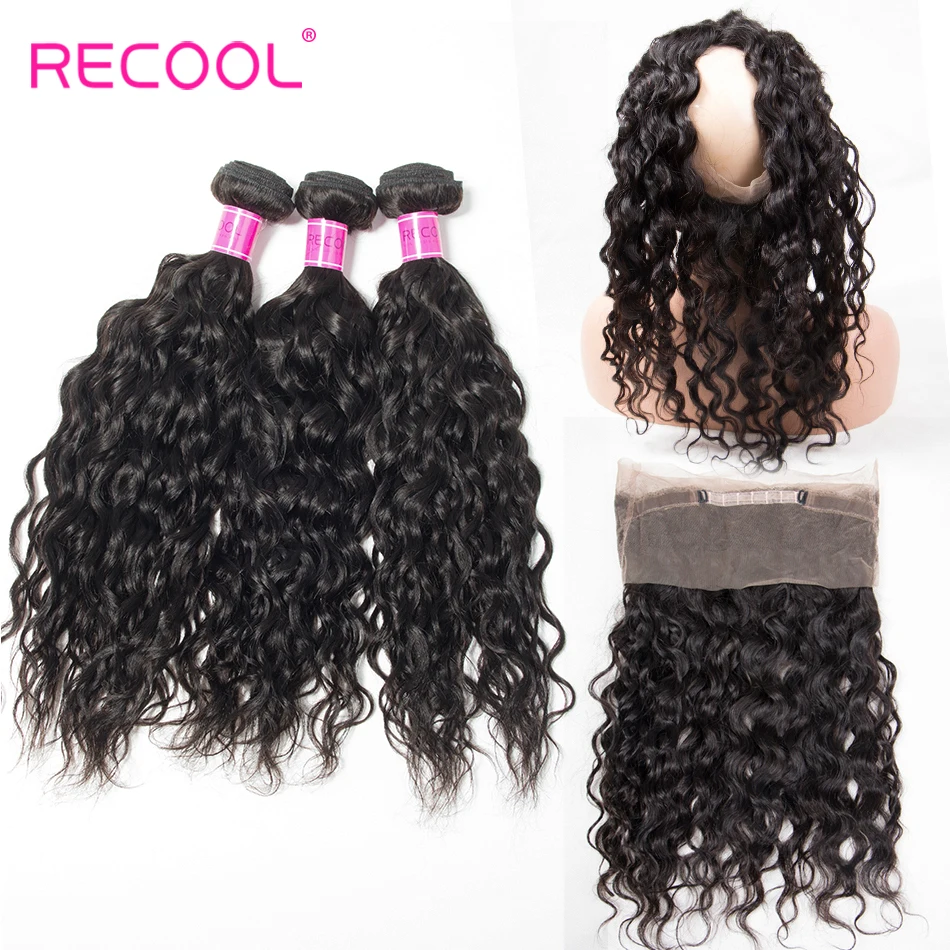 Recool Hair 360 фронтальная кружевная лента с пучком бразильских волн воды 3 пряди и