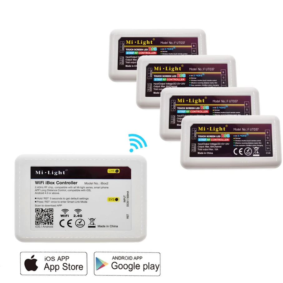 Ми свет Wi Fi iBox2 контроллер 2 4 г Гц + 4*2 RF RGB/RGBW/RGBWW/цвет температура/регулятор яркости