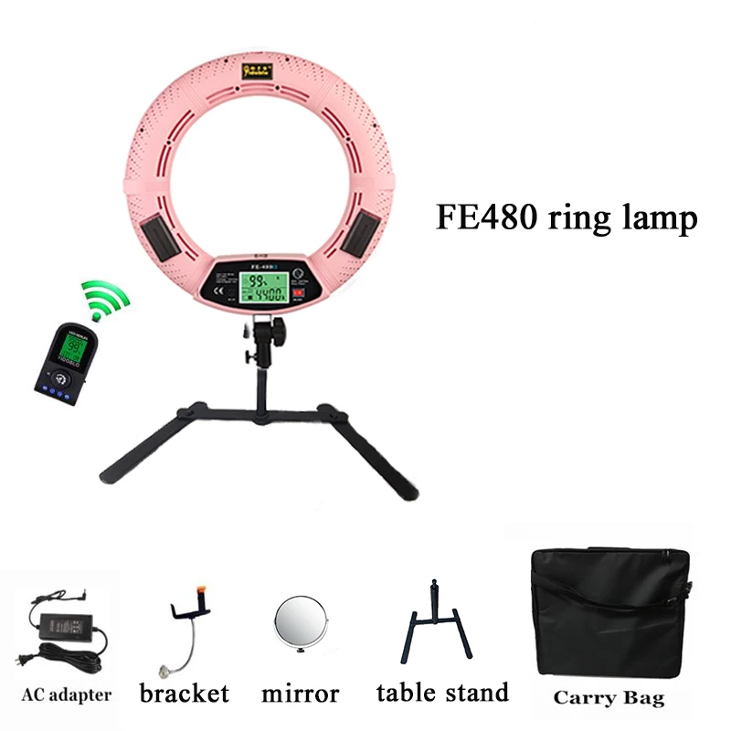 Светодиодная кольцевая лампа Yidoblo FE 480II + настольная подставка для ЖК дисплея RC