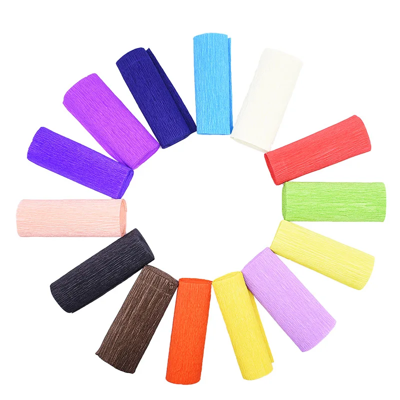 250cm*10/15/25/50 cm Crinkled Crepe Paper Gifts Flower Wrapping Wedding Festive Party Decoration DIY Fold Scrapbooking Crafts