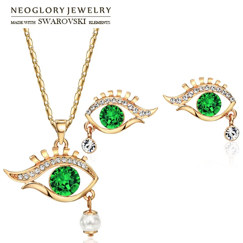 Элегантные модные ожерелья и серьги Neoglory Австрия Стразы фотоаксессуары цвета