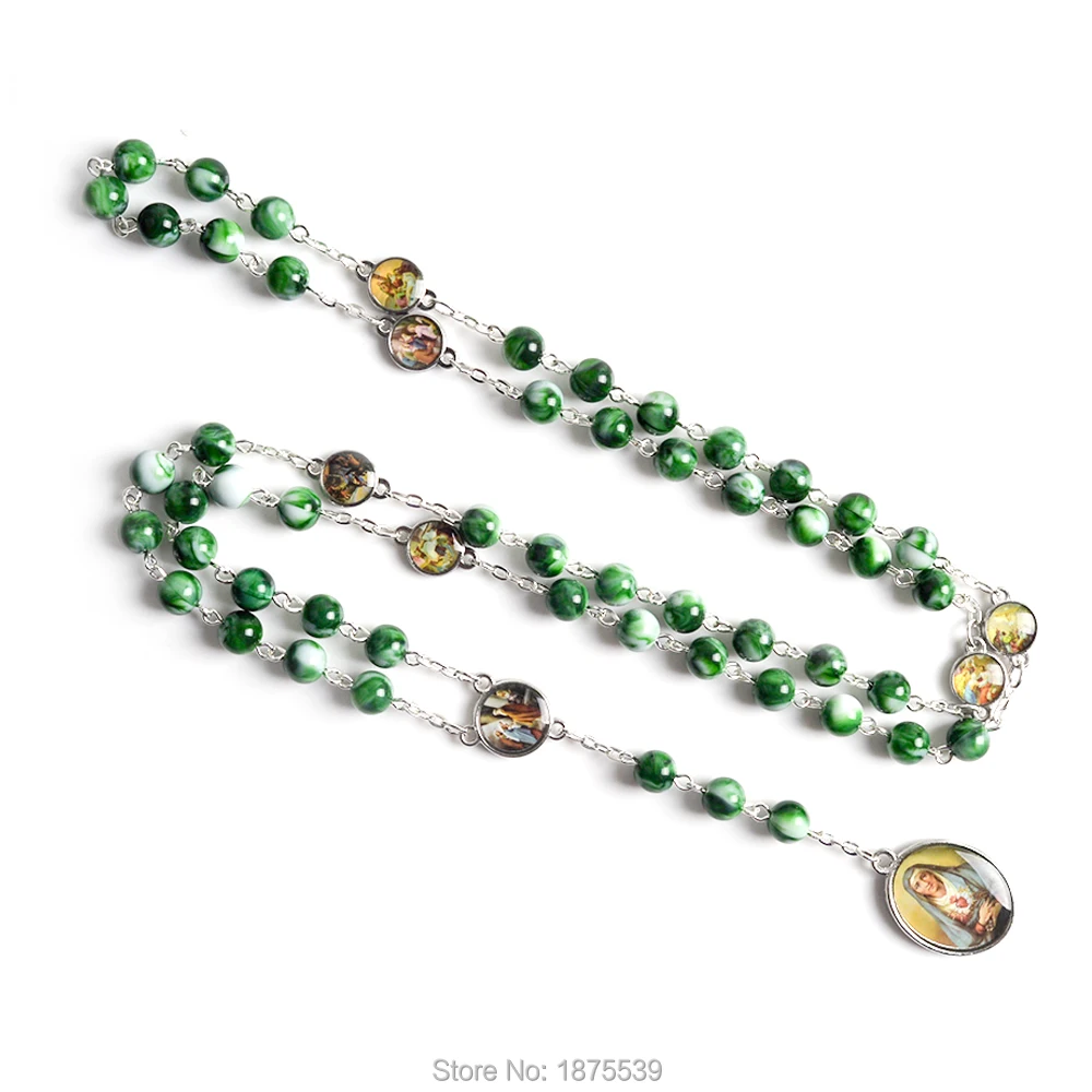 Зеленые Акриловые Четки Seven печальные четки ожерельлье для молитвы женщин |