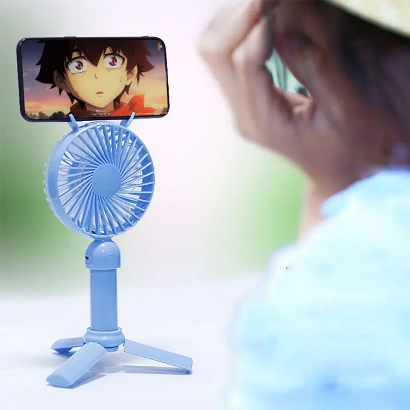 

Rechargeable USB Fan Portable Handheld Fan 3-Speed Handy Small Desktop USB Cooling Fan Cooler Mobile Phone Stand Holder