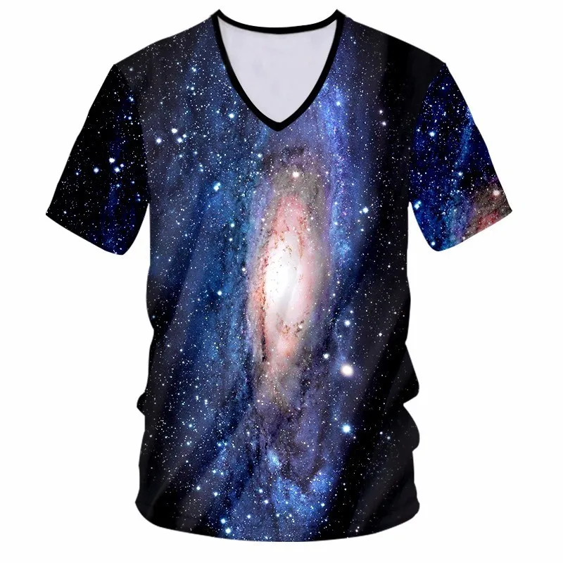 Мужская футболка OGKB Повседневная с 3d принтом в стиле хип хоп треугольным вырезом