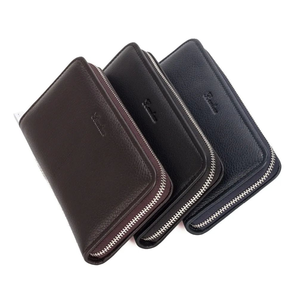 Мужской кошелек с карманом для монет Banlear из натуральной кожи на молнии чехол