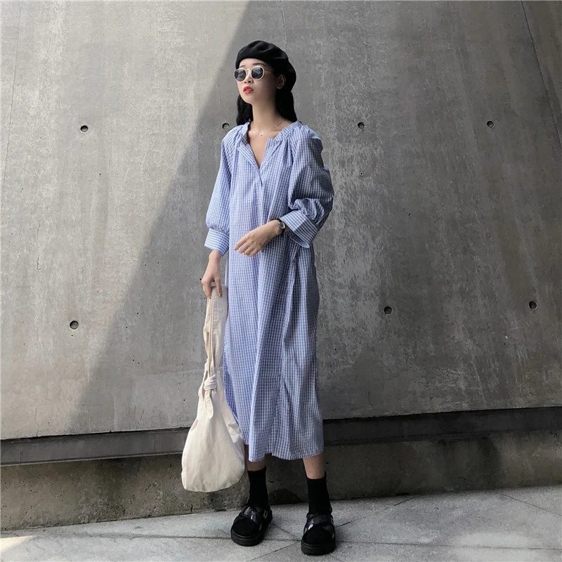 Hzirip свободные летние Dress2018 Новая мода Стенд воротник Для женщин три четверти