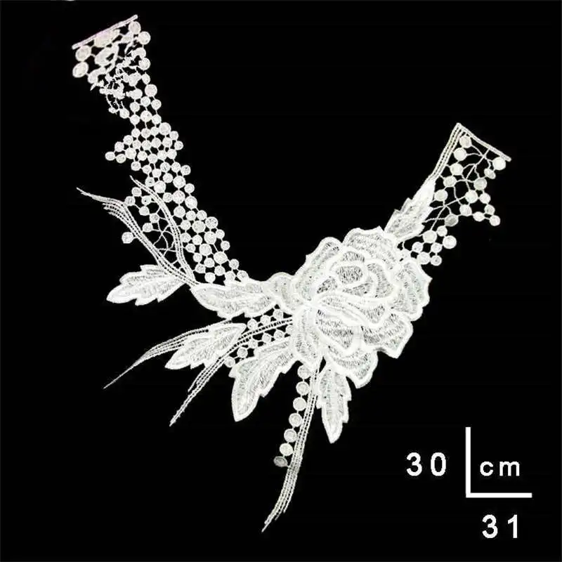 Вышитый цветочный воротник DoreenBeads сделай сам кружевной тканевый водорастворимый