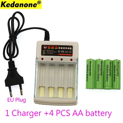 4PCS AA 1 charger Kedanone Новая батарея AA 3000 1,5 V Quanlity аккумуляторная батарея AA 3000mAh BTY Ni-MH 1,5 V аккумуляторная батарея+ зарядное устройство - Цвет: 4PCS AA 1 charger